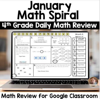 Preview of Digital January Math Spiral Review for Google Classroom: Daily Math 4th Grade