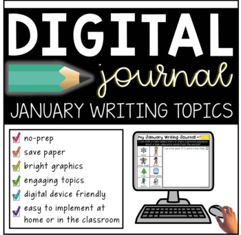 Preview of Digital January Writing Journal Prompts for K-2