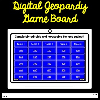 Preview of Digital Jeopardy Review Game Template Google Slides - Editable for any subject