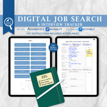 Preview of Digital Job Search & Interview Tracker, Job Application Planner, Job Search