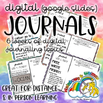 Preview of Digital Journal: 6 Weeks of Fun Journal Topics for Elementary (Google Slides)