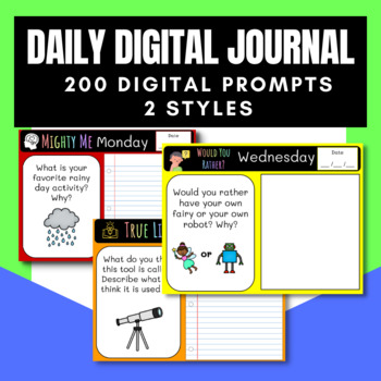 Preview of Digital Journal Prompts for the Whole Year | Remote Learning | Paperless