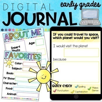 Preview of Digital Journal for Early Grades | Writing Prompts 