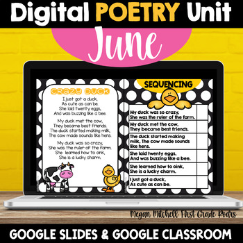 Preview of Digital June Poetry Google Classroom Google Slides