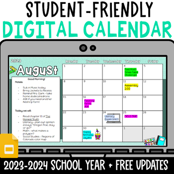 Preview of Digital Kid Friendly Interactive Calendar for morning meeting slides