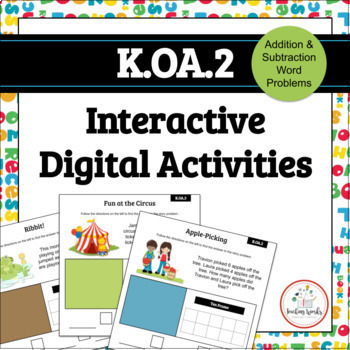 Preview of Digital Kindergarten Addition & Subtraction Word Problem Math Activities