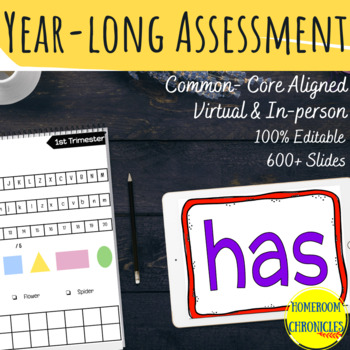 Preview of Digital Kindergarten Assessment End of the year and Year long Editable