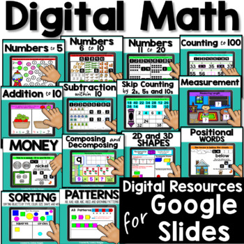 Preview of Kindergarten Math Digital Activities Bundle for Google Classroom