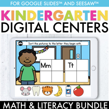 Preview of Digital Kindergarten Math & Literacy Centers Bundle | Google Slides ™ & Seesaw ™