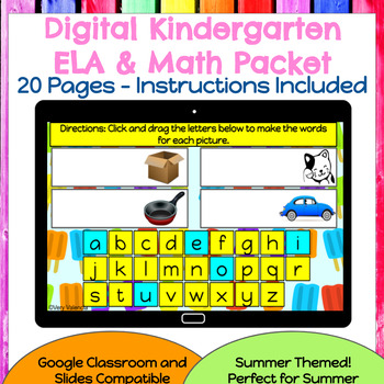 Preview of Digital Kindergarten Summer Themed Packed - Distance Learning - Google Classroom
