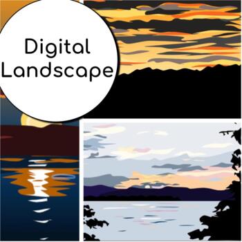 Preview of Digital Landscape using Google Drawing - Middle, High School Art Project