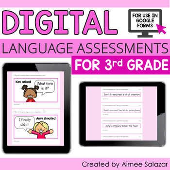 Preview of Digital Language Assessments for Third Grade / Distance Learning