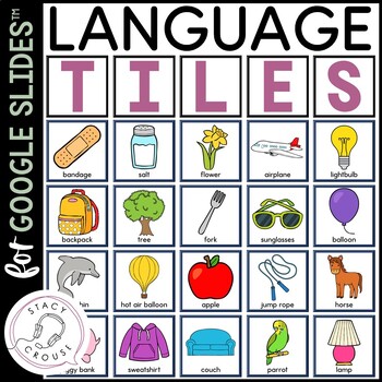 Preview of Speech Therapy Game Teletherapy Activity Language Tiles for Google Drive™