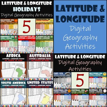 Preview of Digital Latitude and Longitude Bundle - Great Geography Activities!