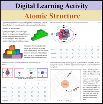 Preview of Digital Learning Activity - Atomic Structure - Distance Learning