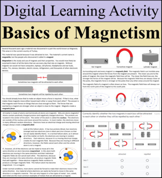 Preview of Digital Learning Activity - Basics of Magnetism - Distance Learning Ready