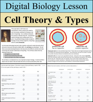 Preview of Digital Learning Activity - Cell Theory & Cell Types - Distance Learning Ready