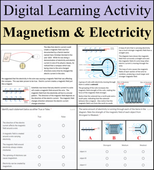 Preview of Digital Learning Activity - Magnetism & Electricity - Distance Learning Ready