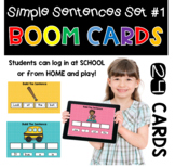 Digital Learning BOOM Cards Simple Sentences Set #1 Distan