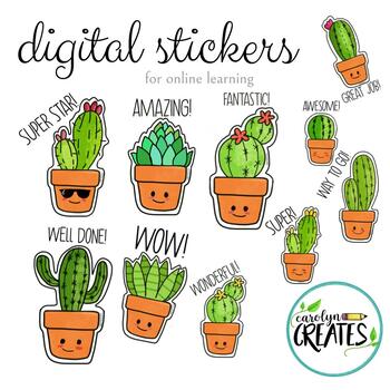 Digital Learning Cactus Digital Stickers- SEESAW DIRECTIONS INCLUDED