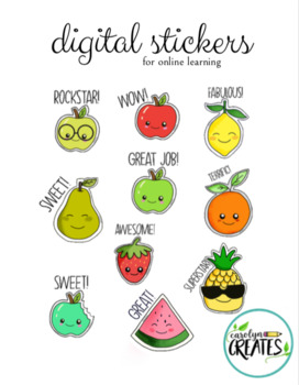 Digital Learning Fruity Digital Stickers- SEESAW DIRECTIONS INCLUDED