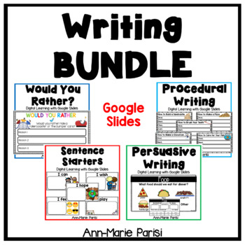 Preview of Digital Learning Google Slides WRITING BUNDLE