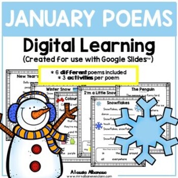 Preview of Digital Learning - JANUARY POEMS {Google Slides™/Classroom™}