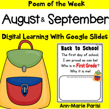 Preview of Digital Learning POEM-A-WEEK AUGUST AND SEPTEMBER