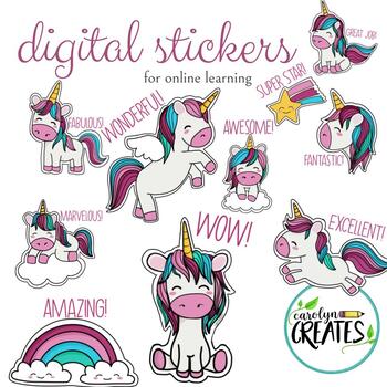 Preview of Digital Learning Unicorn Digital Stickers- SEESAW DIRECTIONS INCLUDED