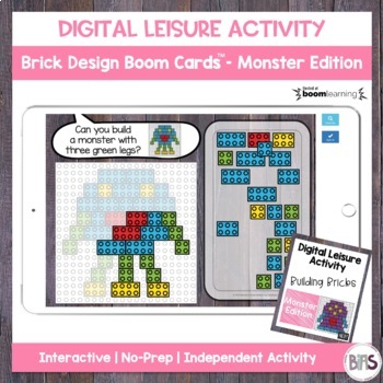Preview of Digital Leisure Activity | Brick Design Boom Cards | Monster Edition
