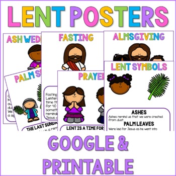 Preview of Digital Lent Posters- Classroom Decor Google Slides™ and Printable