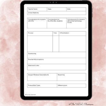 Digital Lesson Plan Template by The UDL Classroom TpT