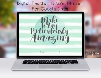 Preview of Digital Teacher Planner Organizer For Google Drive-Watercolors Lesson Planner