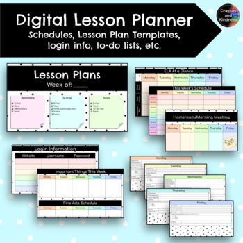 Preview of Digital Lesson Planner, Schedule, To Do List, Login Info-EDITABLE Pastel Rainbow