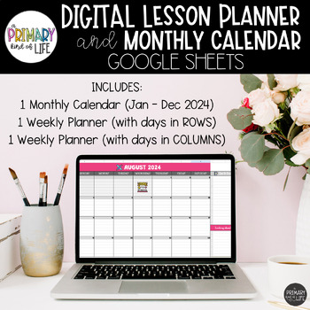 Preview of Digital Lesson Planner & Teacher Calendar BUNDLE | Google Sheets {editable}