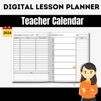 Preview of Digital Lesson Planner & Teacher Calendar | zip {editable}