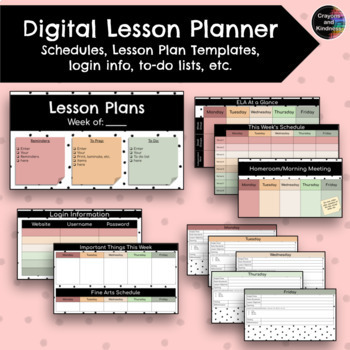Preview of Digital Lesson Planner Template, Schedule, To Do Lists, Login Info - EDITABLE