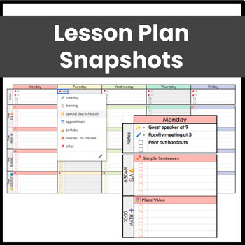 Preview of Digital Lesson Planner (Weekly Snapshot)