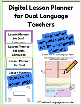 Preview of Digital Lesson Planner for Dual Language - Editable Slides & Printable