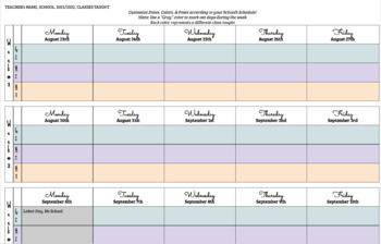 Preview of Digital Lesson Planning Calendar 2021/2022