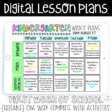 Digital Lesson Plans With Digital Activities First Week of