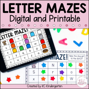 Digital Letter Mazes | Distance Learning by KC Kindergarten | TpT