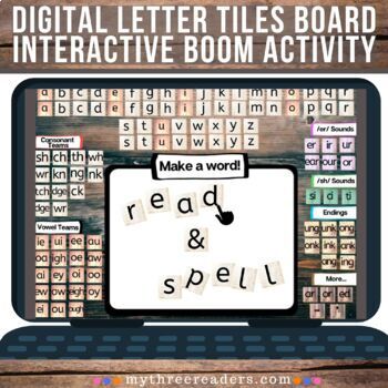 Preview of Digital Letter Tiles Board Interactive Activity - Editable Moveable Letter Tiles