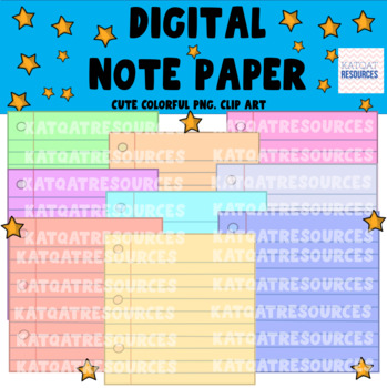 Preview of Digital Lined Note Paper - Pastel Colors