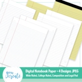 Digital Lined Notebook Paper | College & Wide Ruled, Compo