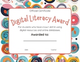 Digital Literacy Award Certificate - digital resources, on