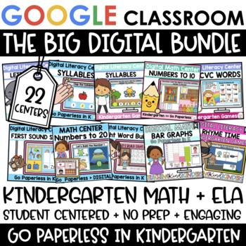 Digital Math + Literacy Center MEGA BUNDLE Kindergarten Review Google ...