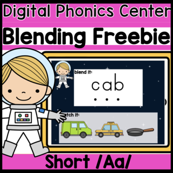 Preview of Digital Literacy Center SHORT A  Blending CVC Words Kindergarten Phonics Google 