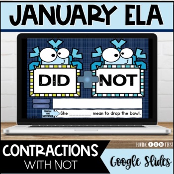 Preview of Contractions with Not | Digital Literacy Centers | JANUARY | Google Slides