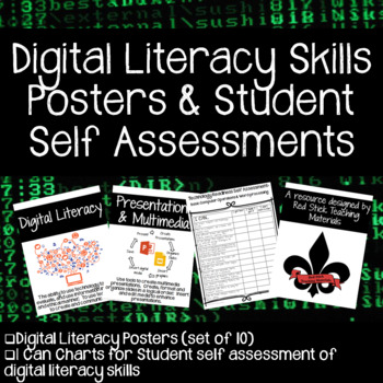 Preview of Digital Literacy Posters and Student Self Assessment Pages